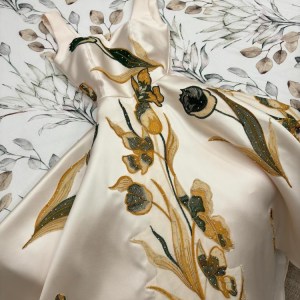 فستان نسائي سهره لون ذهبي مطرز كمبيوتر